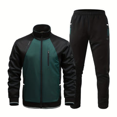 Men's Zip Up Jacket & Pants Set, Stylish 2pcs
