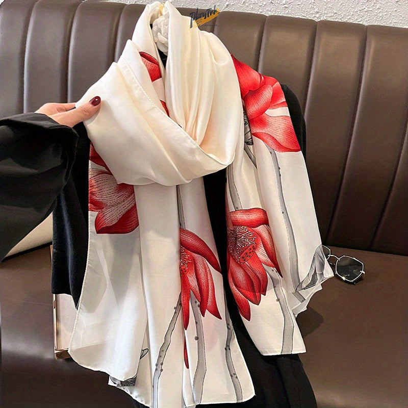 Lotus Print Silky Soft Comfortable Shawl Scarf
