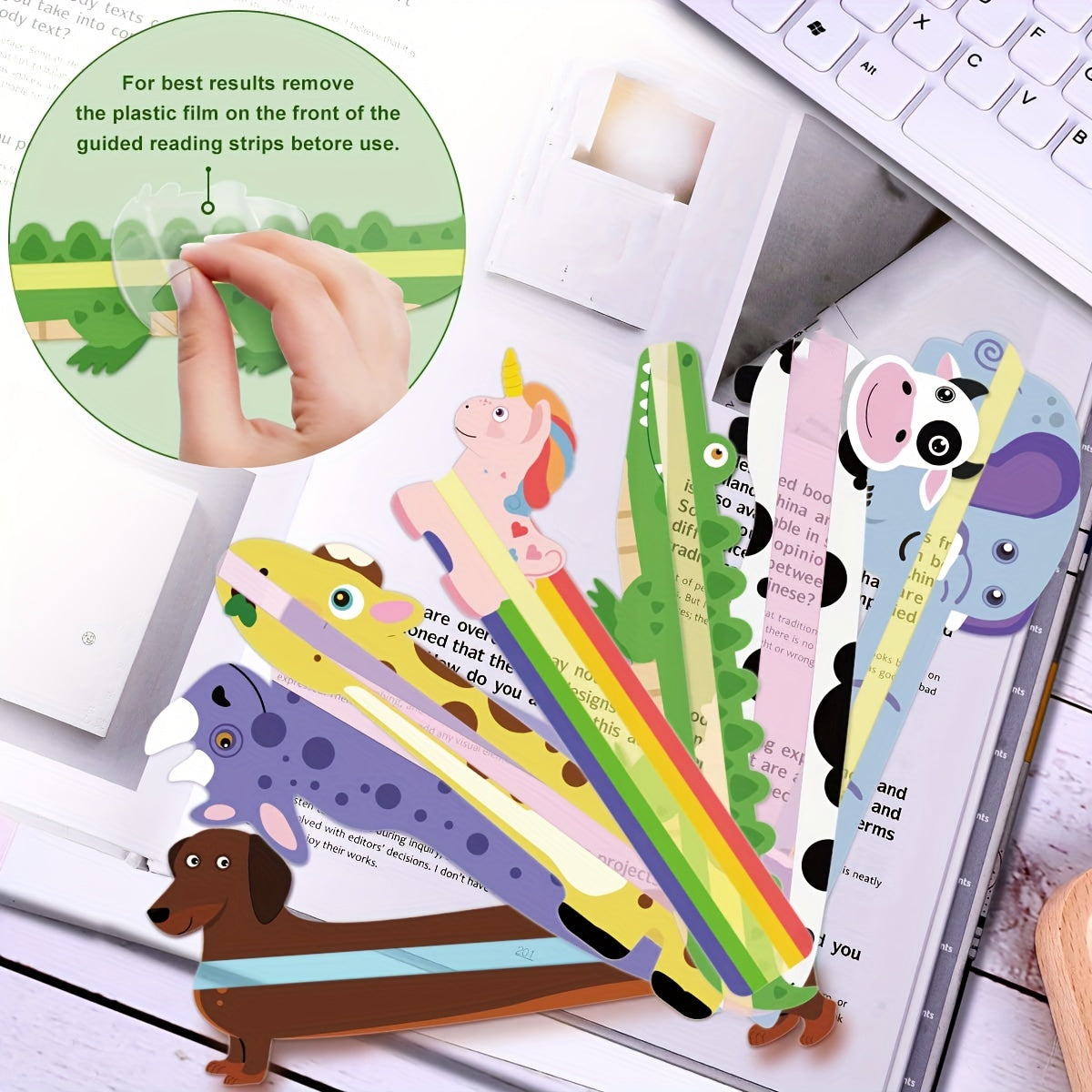 7pcs Animal Highlight Bookmarks Reduce Visual Stress Reading Tracking Rulers