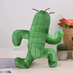 Green Cactus Plush Toy 9in Whimsical Desk Decor Eyes & Mouth