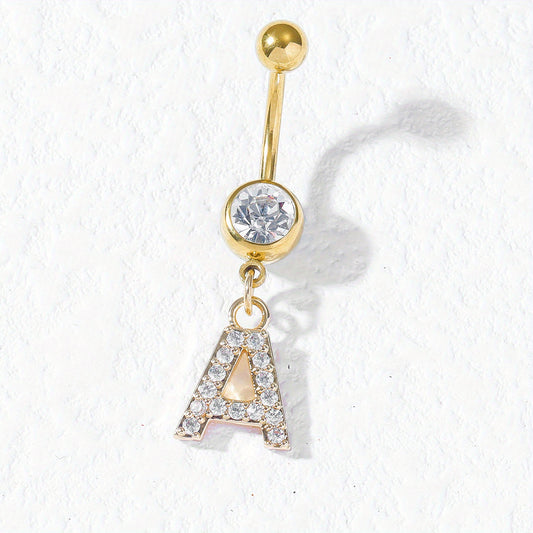 Zircon 26 Letters Belly Button Ring Navel Piercing