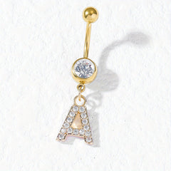 Zircon 26 Letters Belly Button Ring Navel Piercing