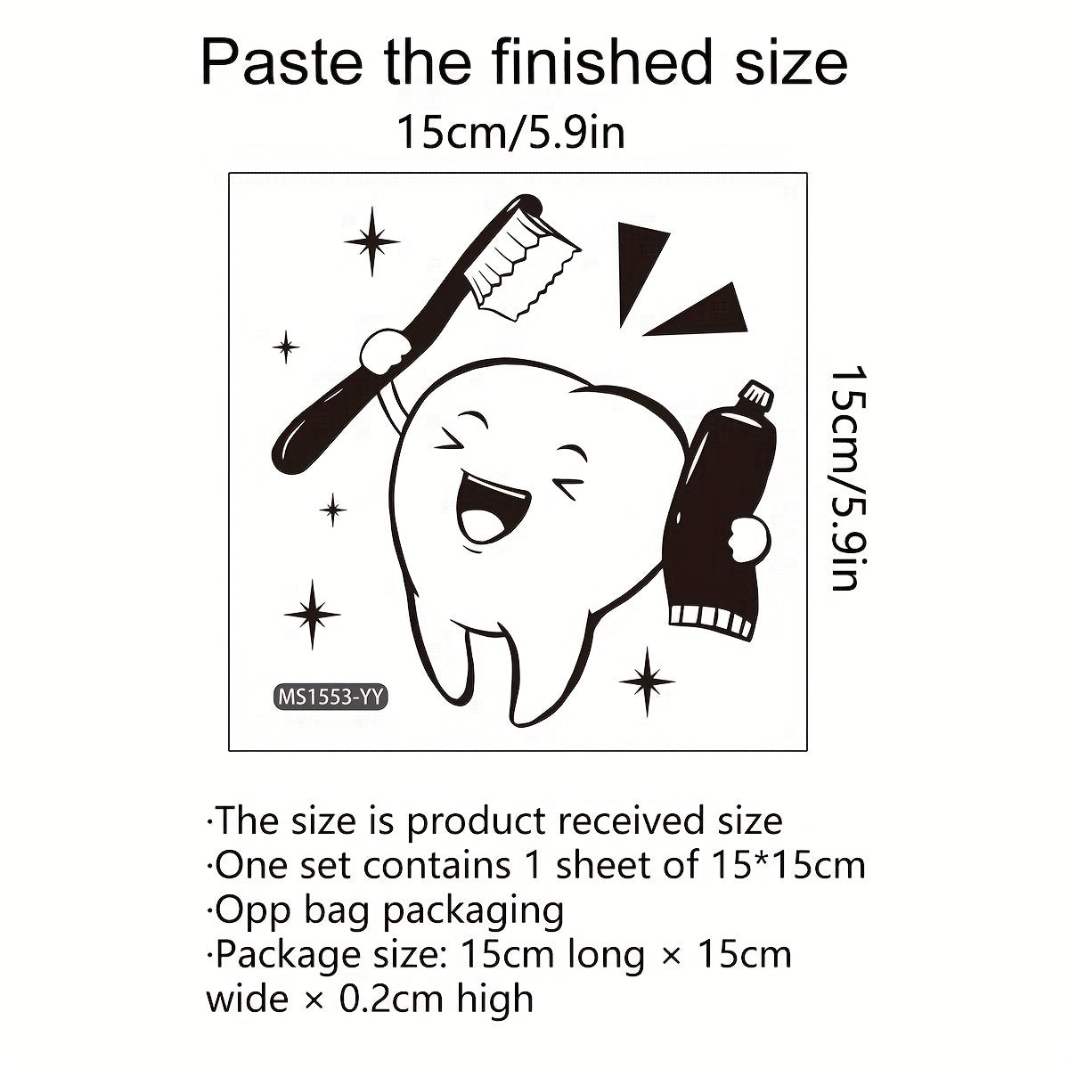 Teeth Pattern Wall Sticker Waterproof Removable Decal