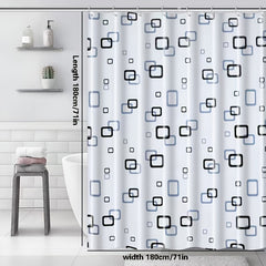 Small Checkered Shower Curtain PEVA Waterproof with Hooks Bathroom Accessories