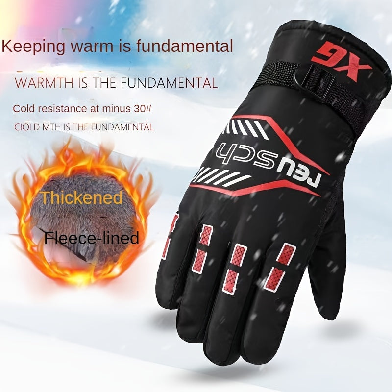 Winter Cycling Gloves Velvet Thickened Non-slip Motorcycle Ski Gloves