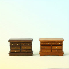 1:16 Dollhouse Furniture Wooden Cabinet w/ 3 Drawers & Golden Knobs