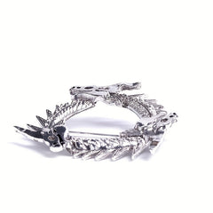 Vintage Silver Dragon Head Metal Brooch Pin Jewelry