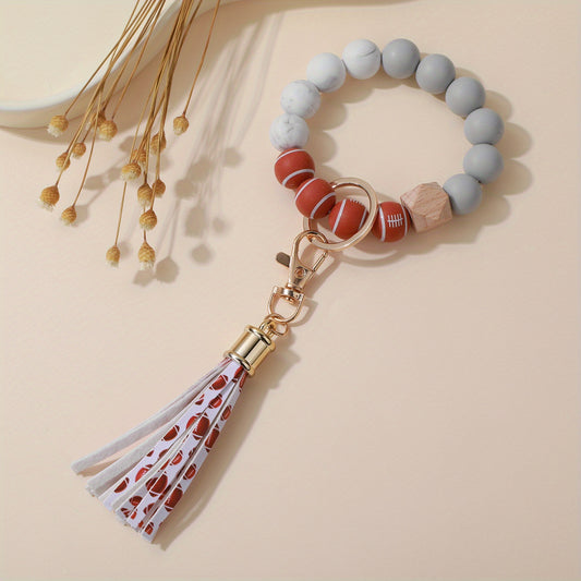 Silicone Bead Bracelet Key Chain Baby Tassel