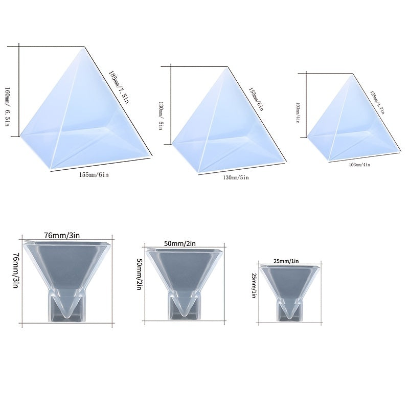 High Transparency Pyramid Mold Silicone Resin Mold 1-6 Inch