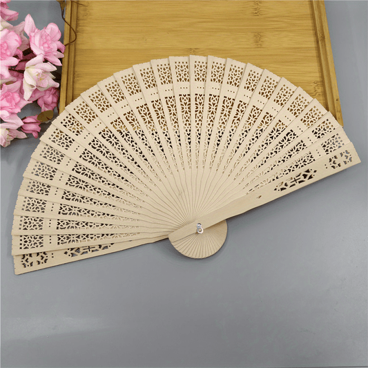32 cm Sandalwood Fan Sunflower Hollow Pattern Folding Fan Wedding Gift