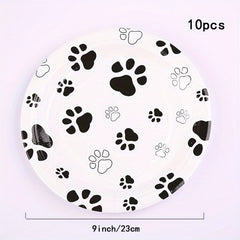 10pcs Dog Paw Paper Dinnerware Set - Party Decoration