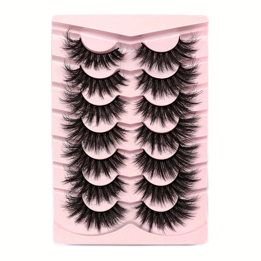 7 Pairs Fluffy Cluster Like False Eyelashes 19mm Thick Curling Makeup