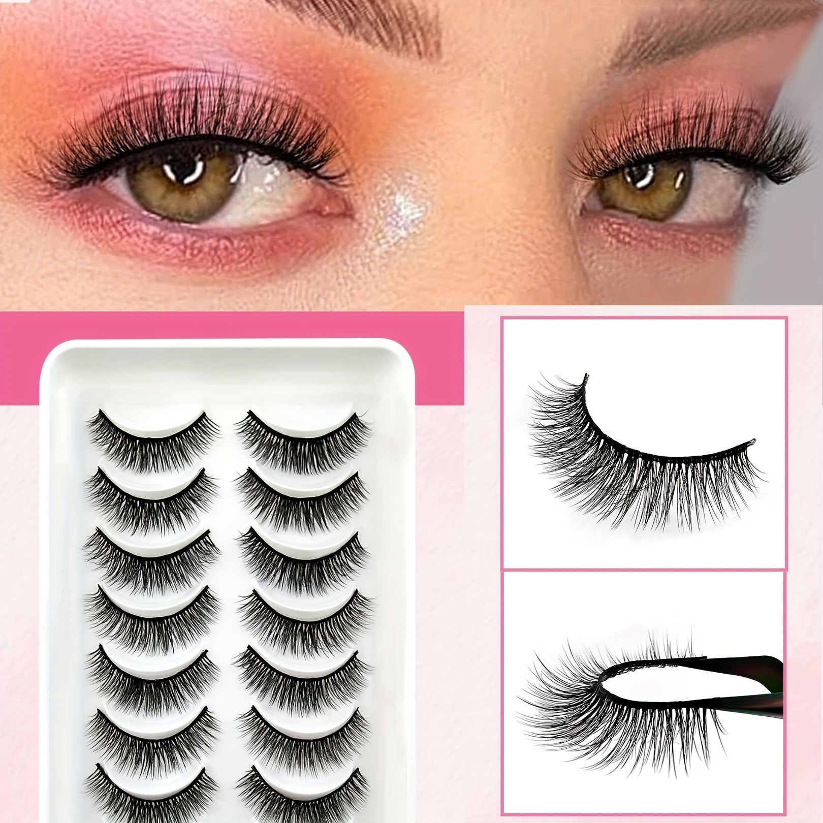 10 Pairs Natural Cross Fluffy Thick Faux Mink False Eyelashes
