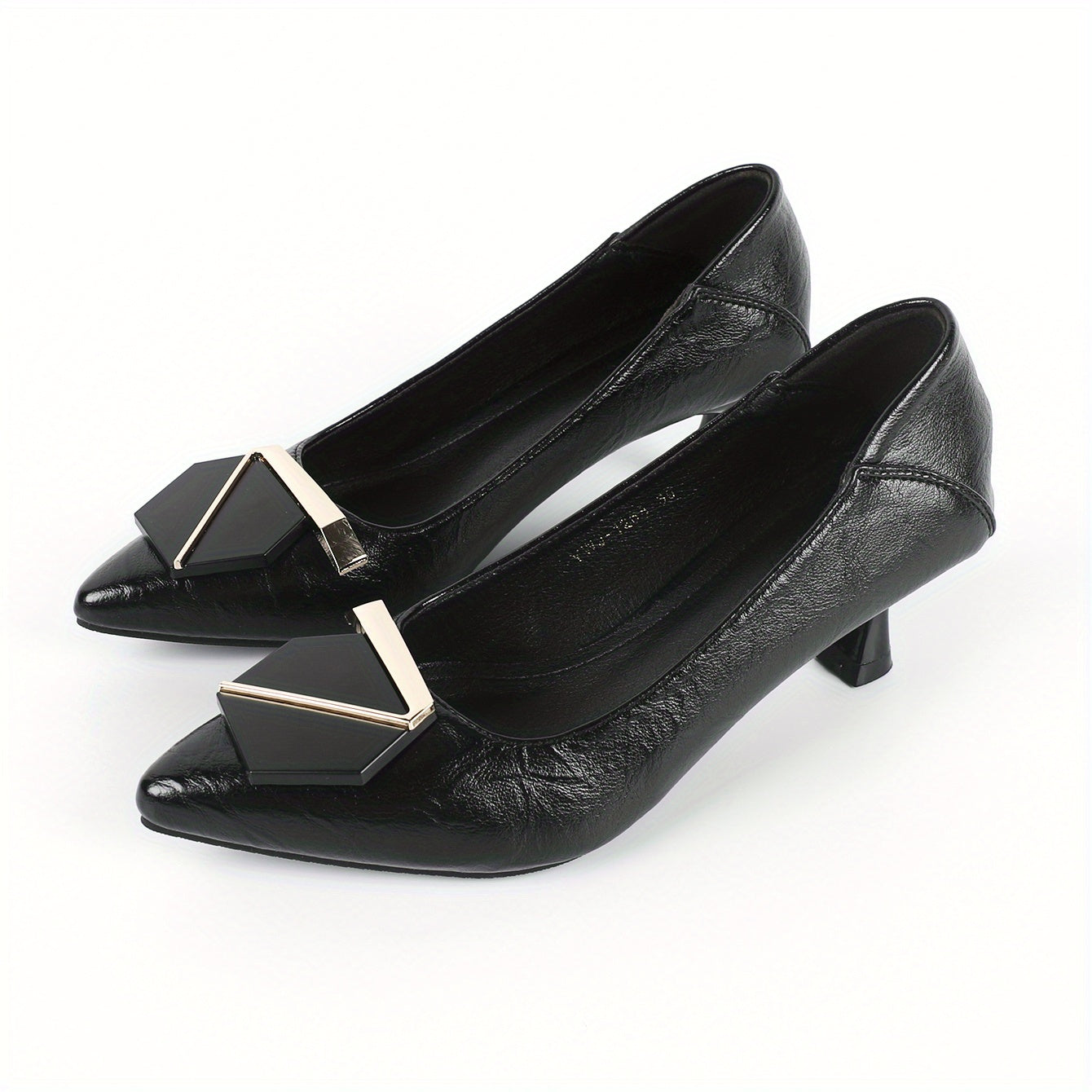 Women's Pointed Toe Kitten Heels Slip On Pumps for Office Work