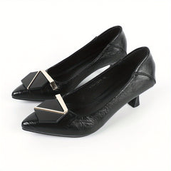 Women's Pointed Toe Kitten Heels Slip On Pumps for Office Work