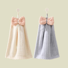 2pcs Hanging Fingertip Towel Coral Fleece Absorbent Soft Towel