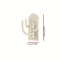 5pcs Adhesive 3-hook Wall Hanging Cactus Rota