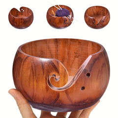 Wooden Yarn Bowl for Knitting Crochet Weaving Keep Wool Organized