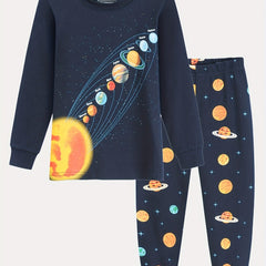 Boys Universe Planets Graphic Long Sleeve Pajamas Set