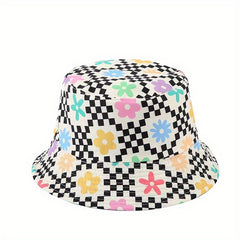 Cartoon Flower Print Bucket Hat Lightweight Fisherman Cap Women