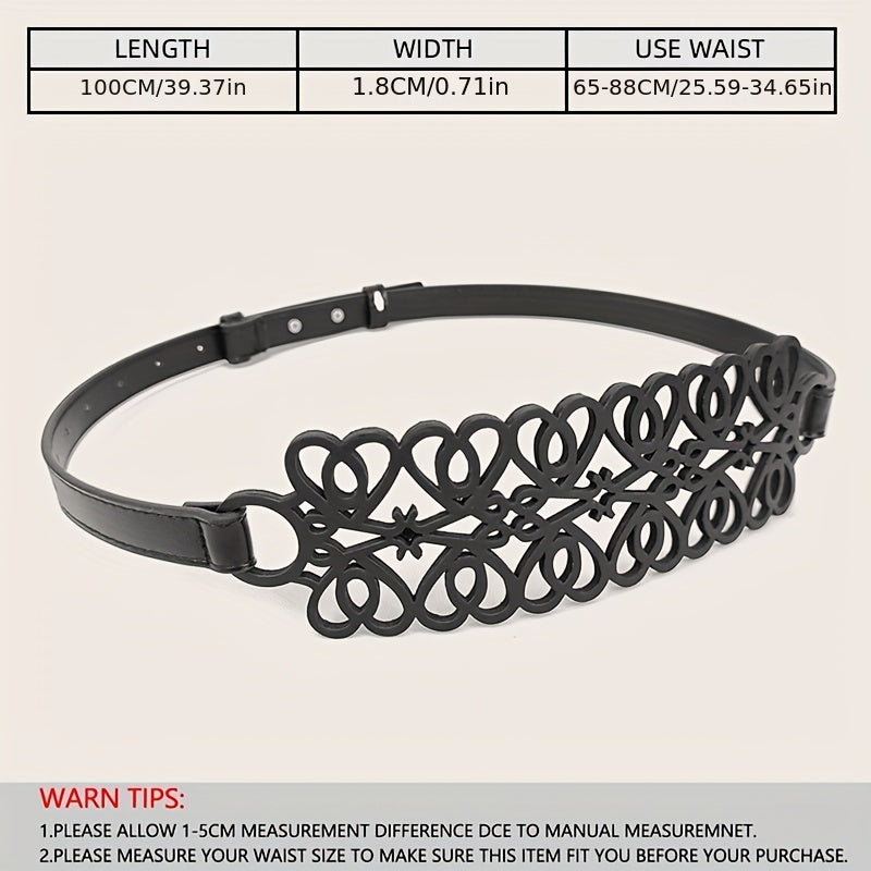Vintage Hollow Out PU Belt Wide Waist Belt Girdle For Women