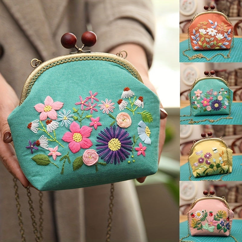 Golden Shoulder Bag DIY Material Customized Embroidered Art