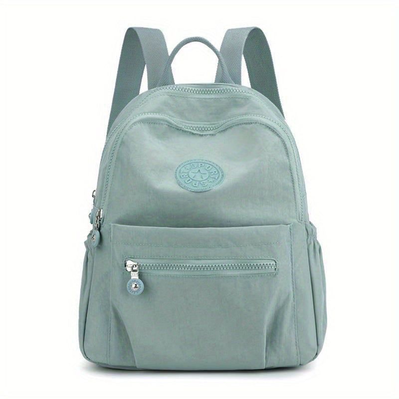 Nylon Zipper Backpack Preppy Style Backpack With Adjustable Strap
