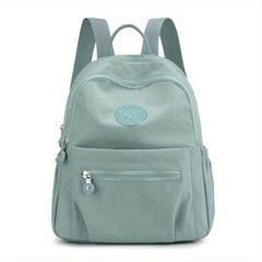 Nylon Zipper Backpack Preppy Style Backpack With Adjustable Strap