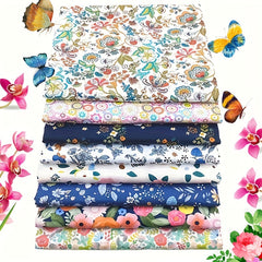 8pcs Floral Patchwork Cotton Fabric Fat Quarters Sewing Quilting Fabrics
