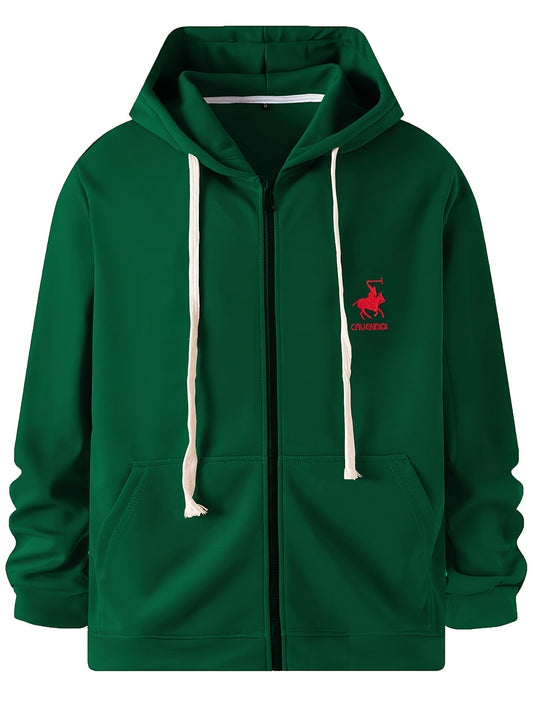 Men's Sports Suit Chest Pattern Hooded Jacket & Drawstring Pants