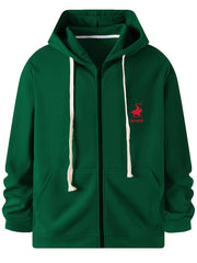 Men's Sports Suit Chest Pattern Hooded Jacket & Drawstring Pants