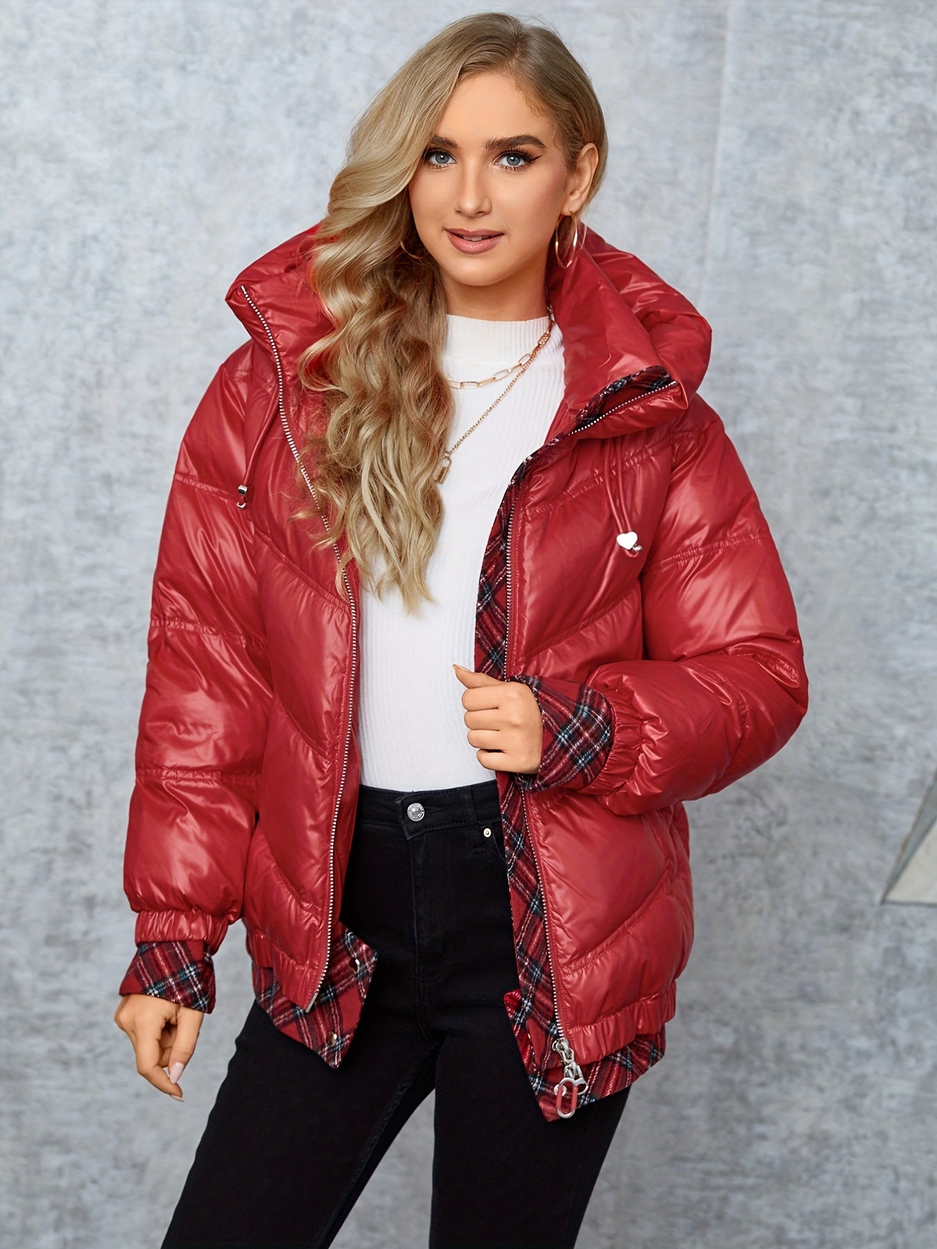 Zip Up Hooded Jacket Warm Outerwear