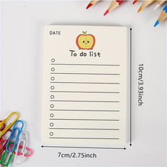 50pcs Fruit Memo Pad Girl Heart Notebook Cartoon Memo Pad