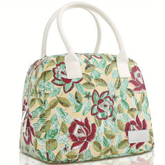 Rose PU Insulated Lunch Bag With Handle And Zipper