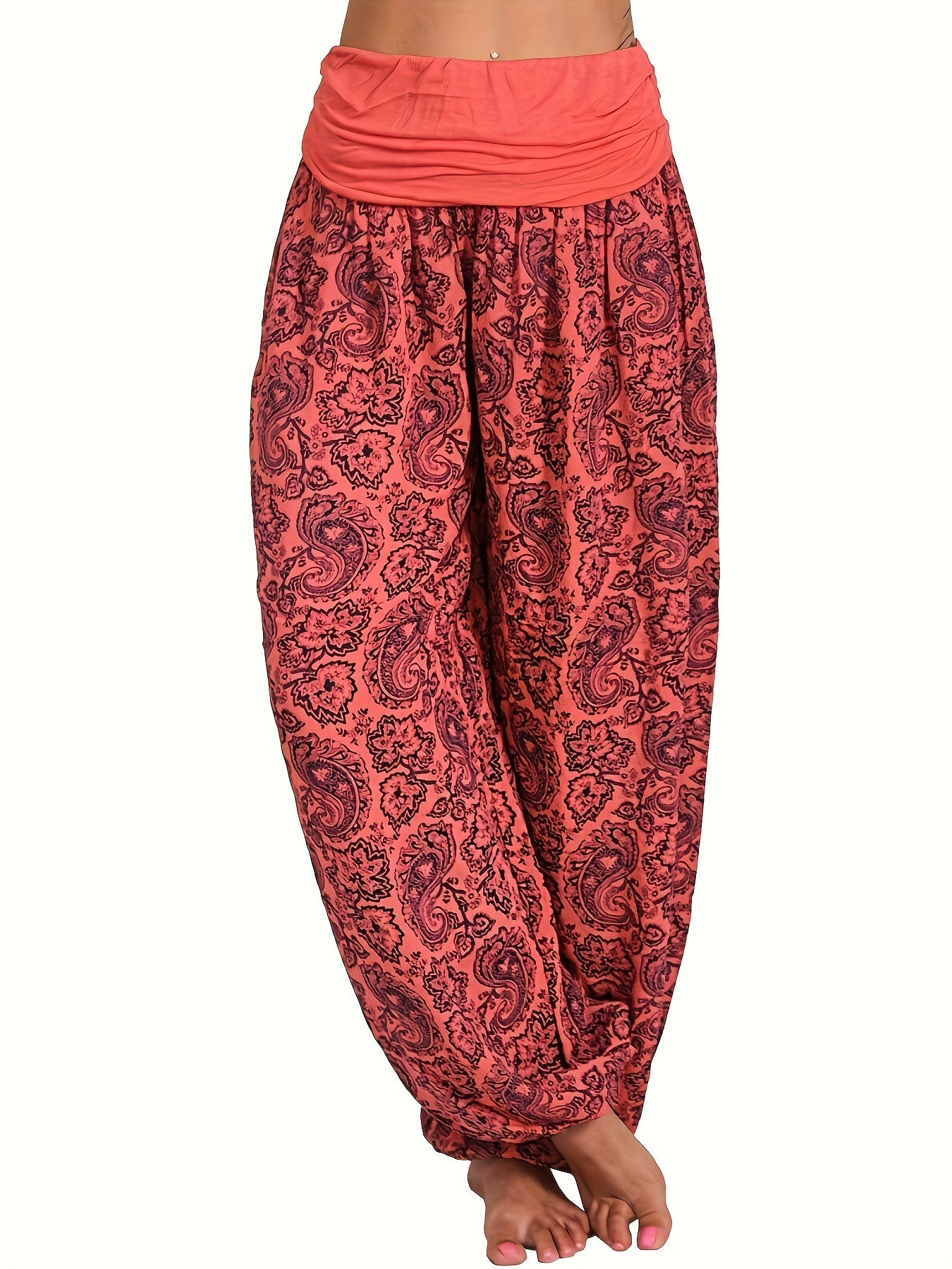  Paisley Print High Rise Stretch Pants
