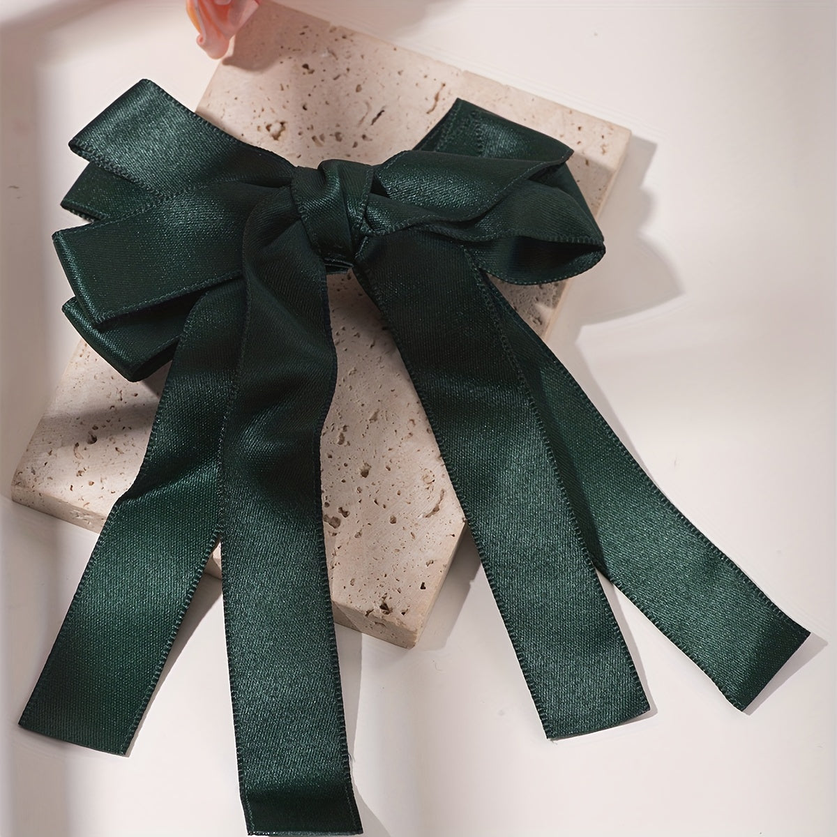 Green Tassel Bow Hair Clip Back Hair Tie For Ponytail Bun