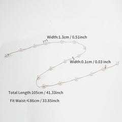 Faux Pearl Waist Chain Dress Shirt Waist Decor Belt Metal Chain