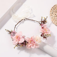 Boho Pink Wreath Flower Headband Crown for Women Girls