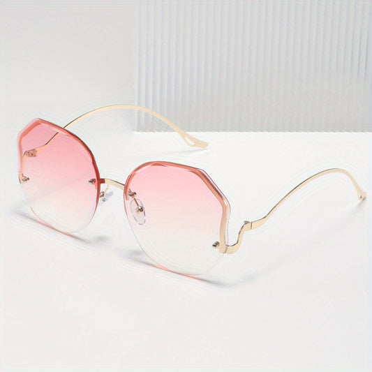 Ombre Rimless Sunglasses Round Gradient UV400 Sun Shades
