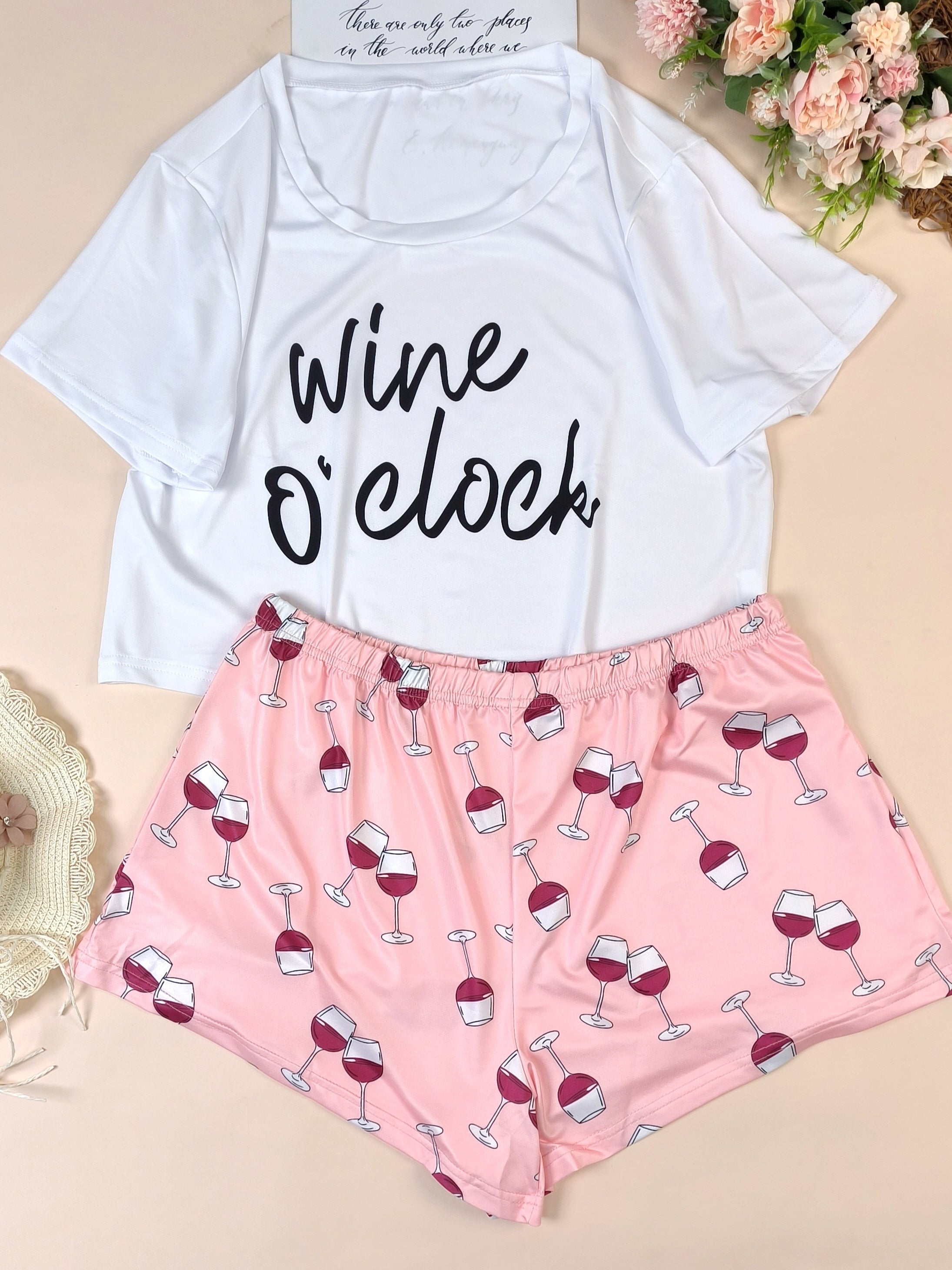  Easter Pajamas Set Women's Plus Top & Shorts 2pcs
