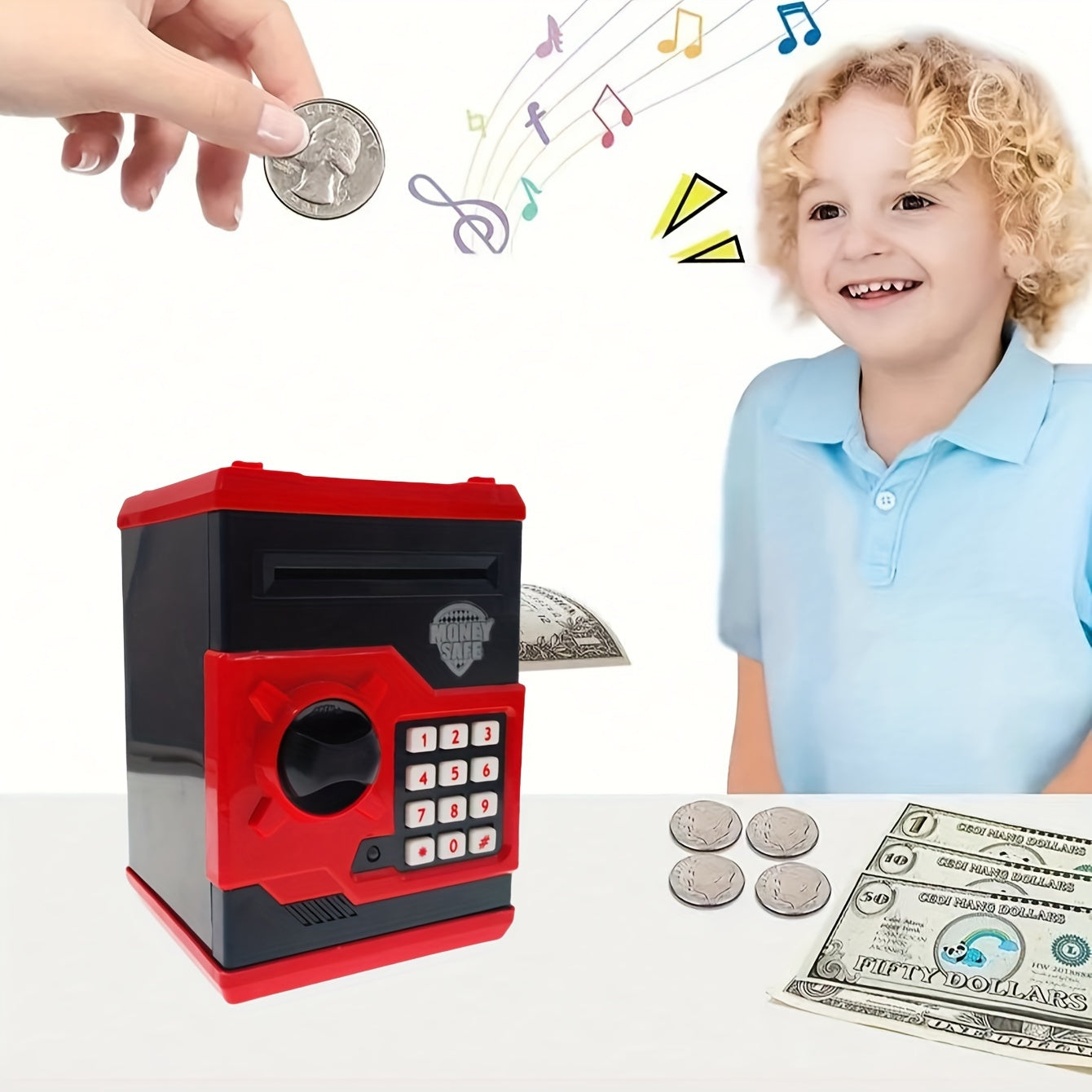 ATM Piggy Banks w/ Password Protection & Auto Rewind for Boys & Girls
