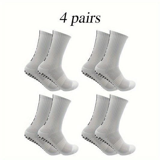 4 Pairs Non Slip Football Socks Breathable Crew Outdoor Sports Soccer Socks