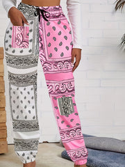  Boho Pants Women's Paisley Print Drawstring Pants
