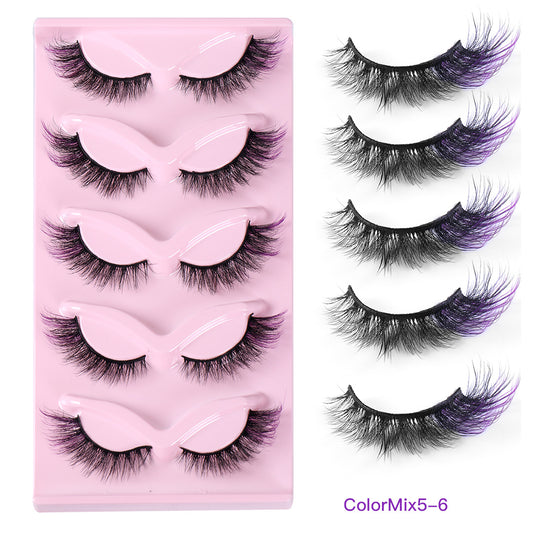 5 Pairs Colorful False Eyelashes High Faux Mink Fox Eye False Eyelashes