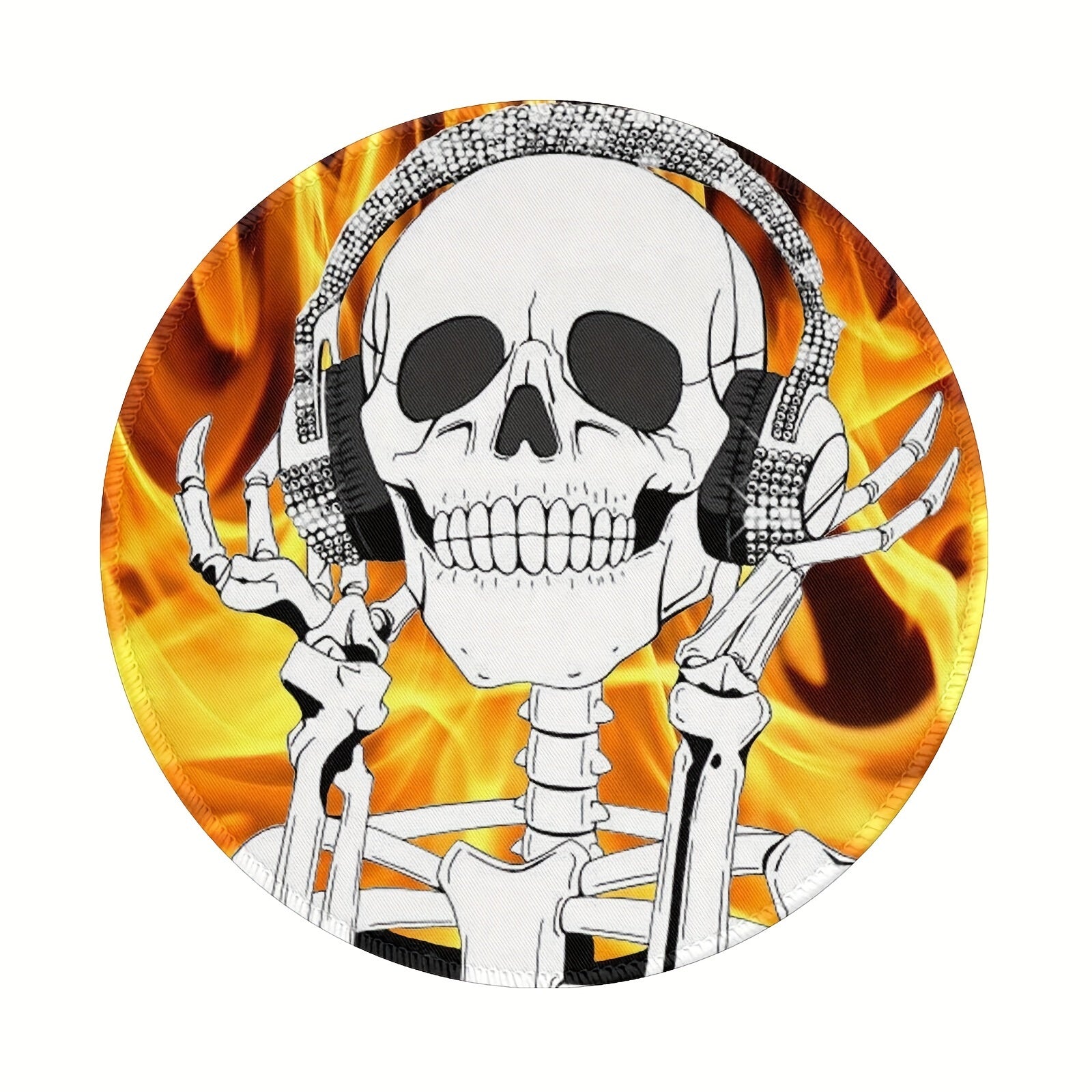 Happy Skull Pattern 20x20cm Mouse Pad Non-slip Rubber Sewn Edge