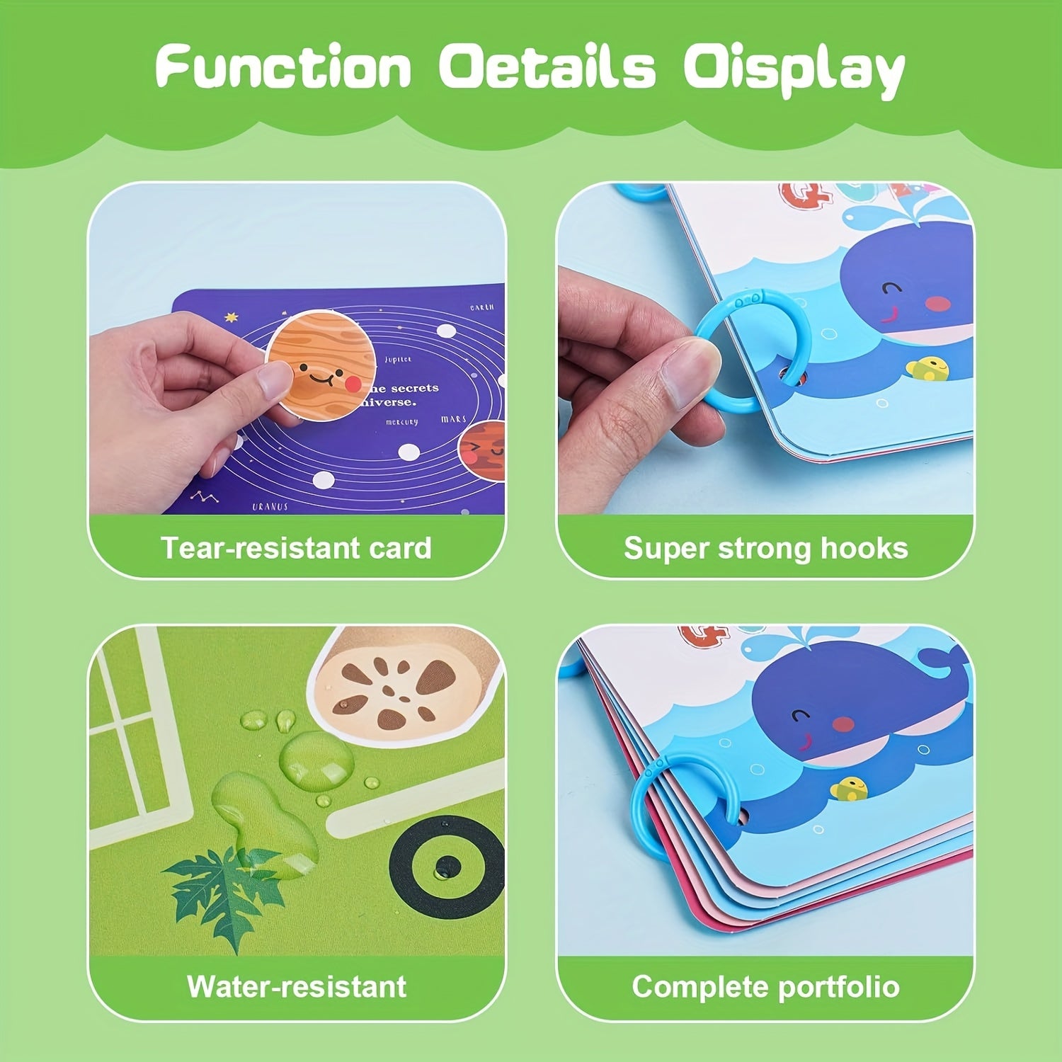 Quiet Book Toy with Reusable Stickers for Ages 3 - Develops Cognitive Skills