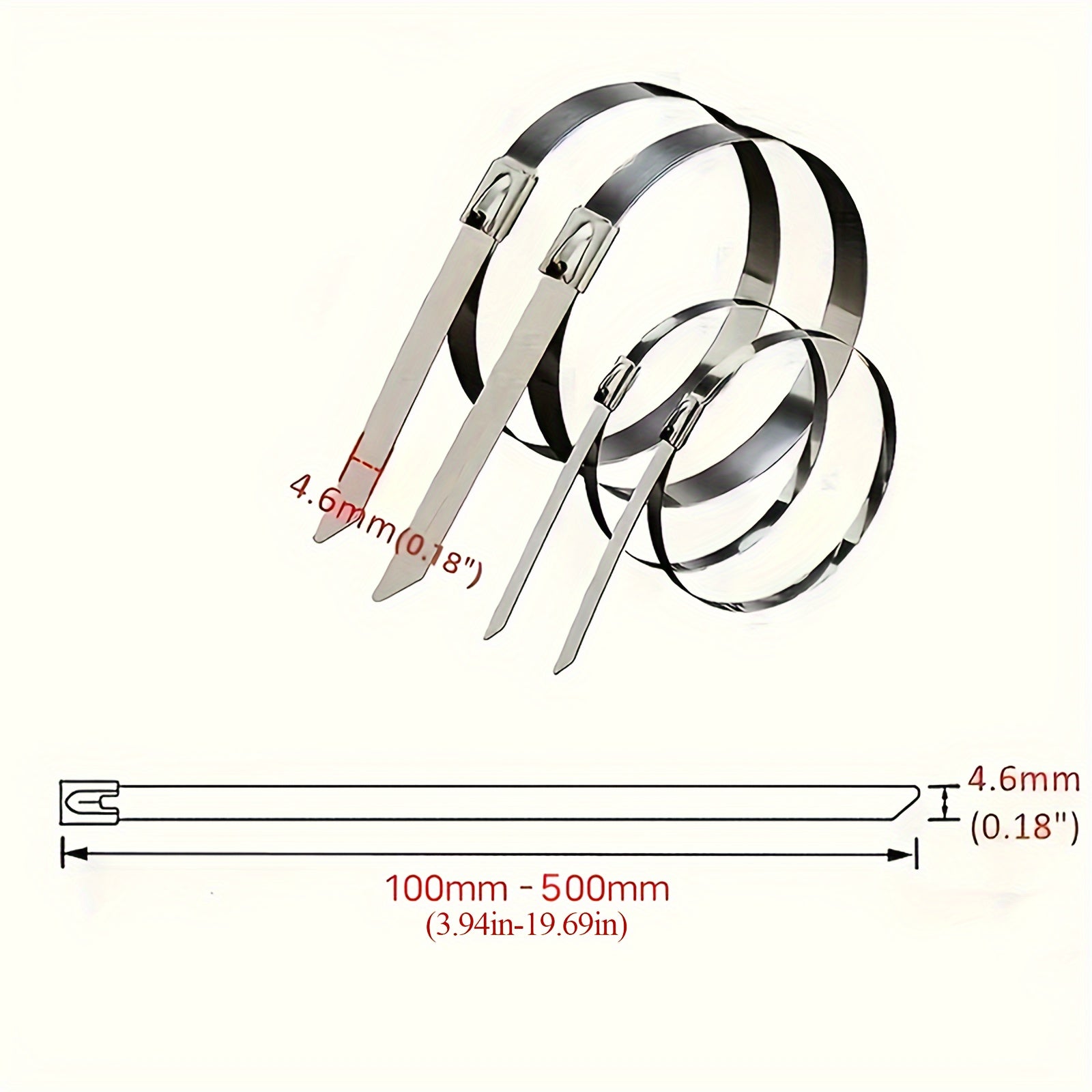 100pcs 304 Stainless Steel Zip Ties Multifunctional Heavy Duty Cable Ties