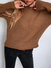  Solid High Neck Stretch Jumper