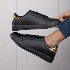 Faux Leather Soft Bottom Skate Shoes Non Slip Preppy School Sneakers