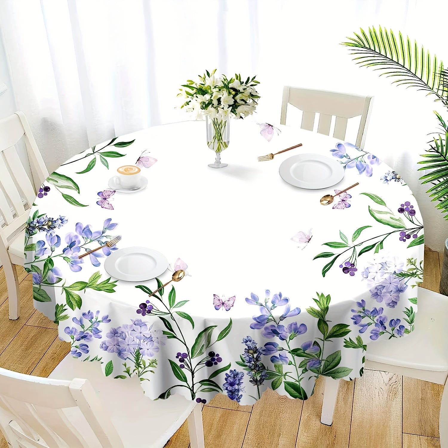 Colorful Flower Pattern Polyester Tablecloth Waterproof Stain Resistant